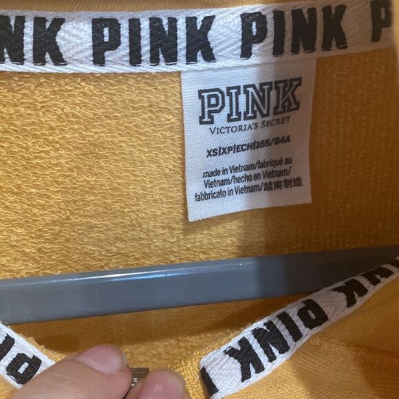 Light Yellow Victoria’s Secret Pink Pullover with Embroidered Flower Hood - Picture 3 of 5